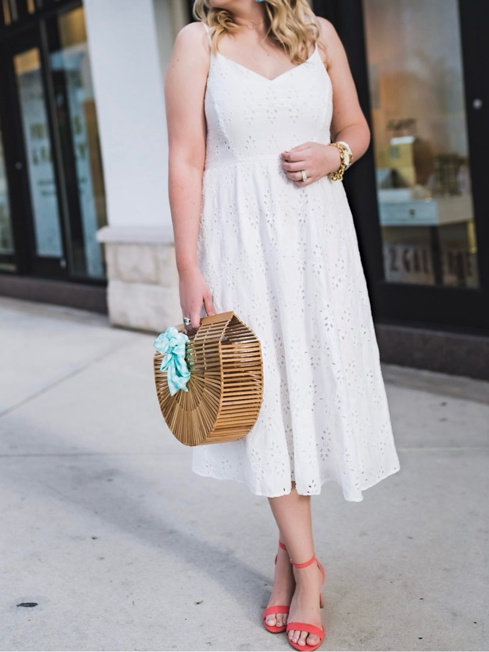 EUC Old Navy Fit and Flare Eyelet Midi Dress